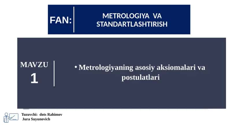 Standartlashtirish, metrologiya va sifatni baholash 1