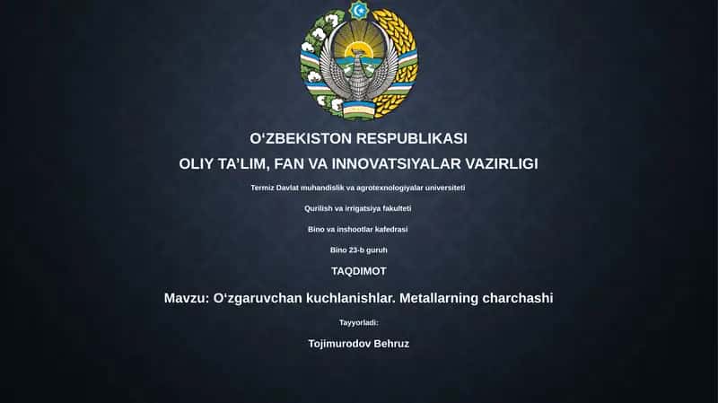 O'zgaruvchan kuchlanishlar. Metallarning charchashi 1