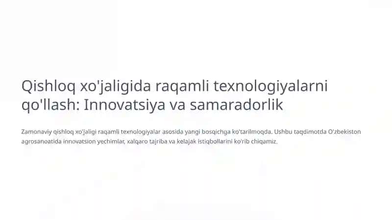 Qishloq xo'jaligida raqamli texnologiyalarni qo'llash: Innovatsiya va samaradorlik