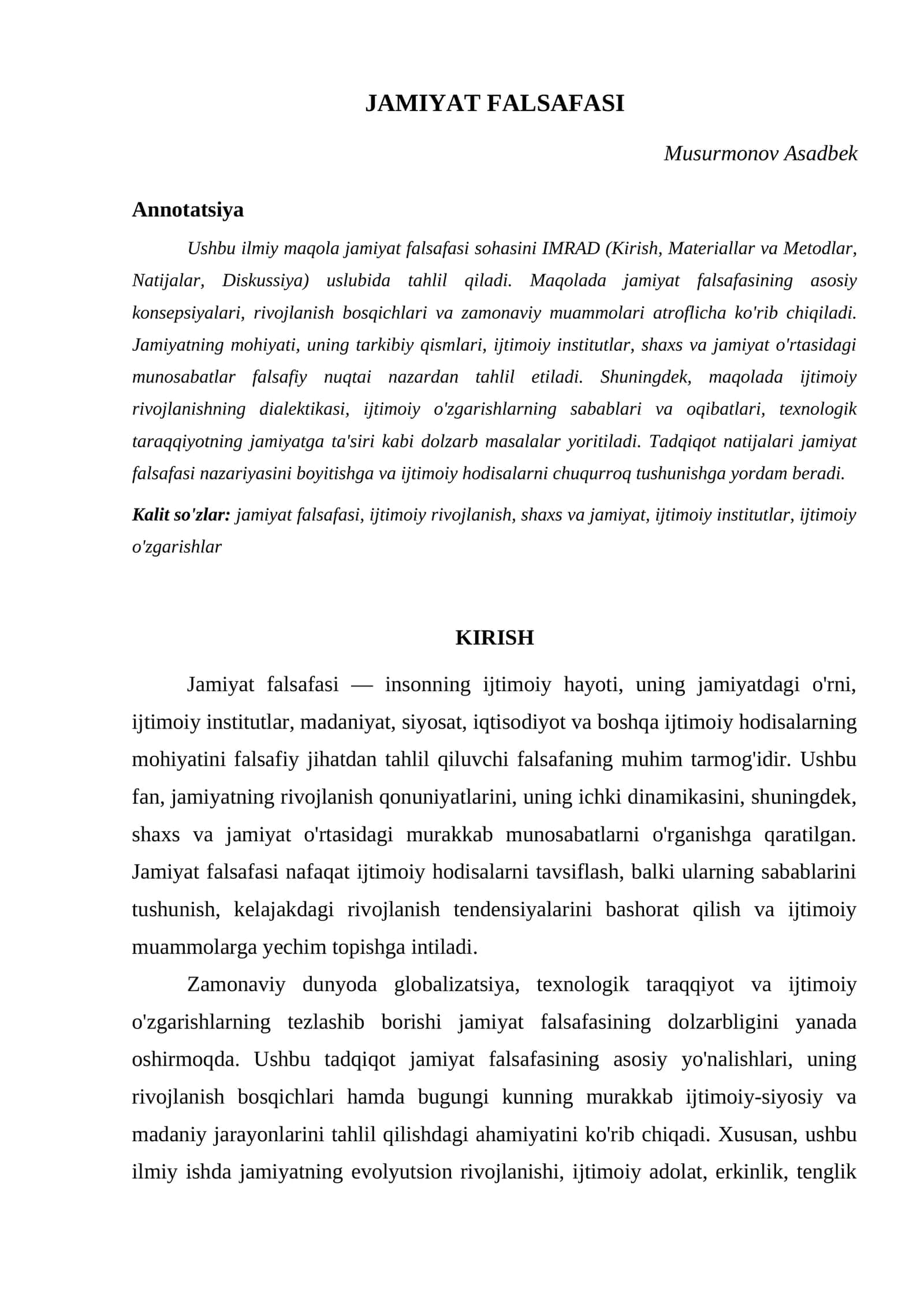 JAMIYAT FALSAFASI 1