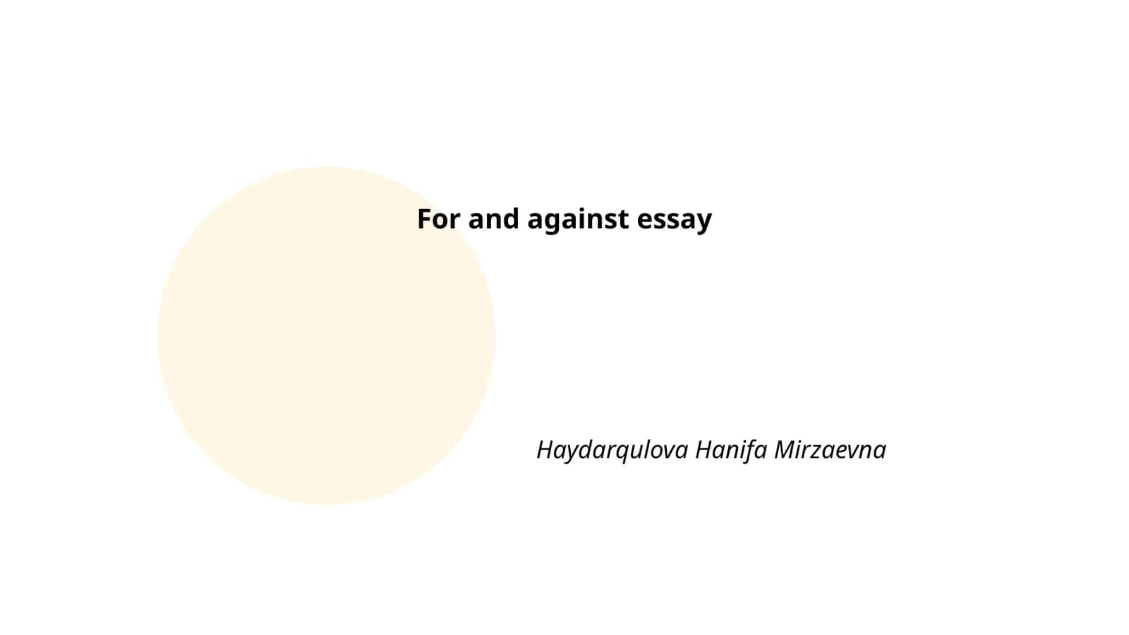 For and against essay 1