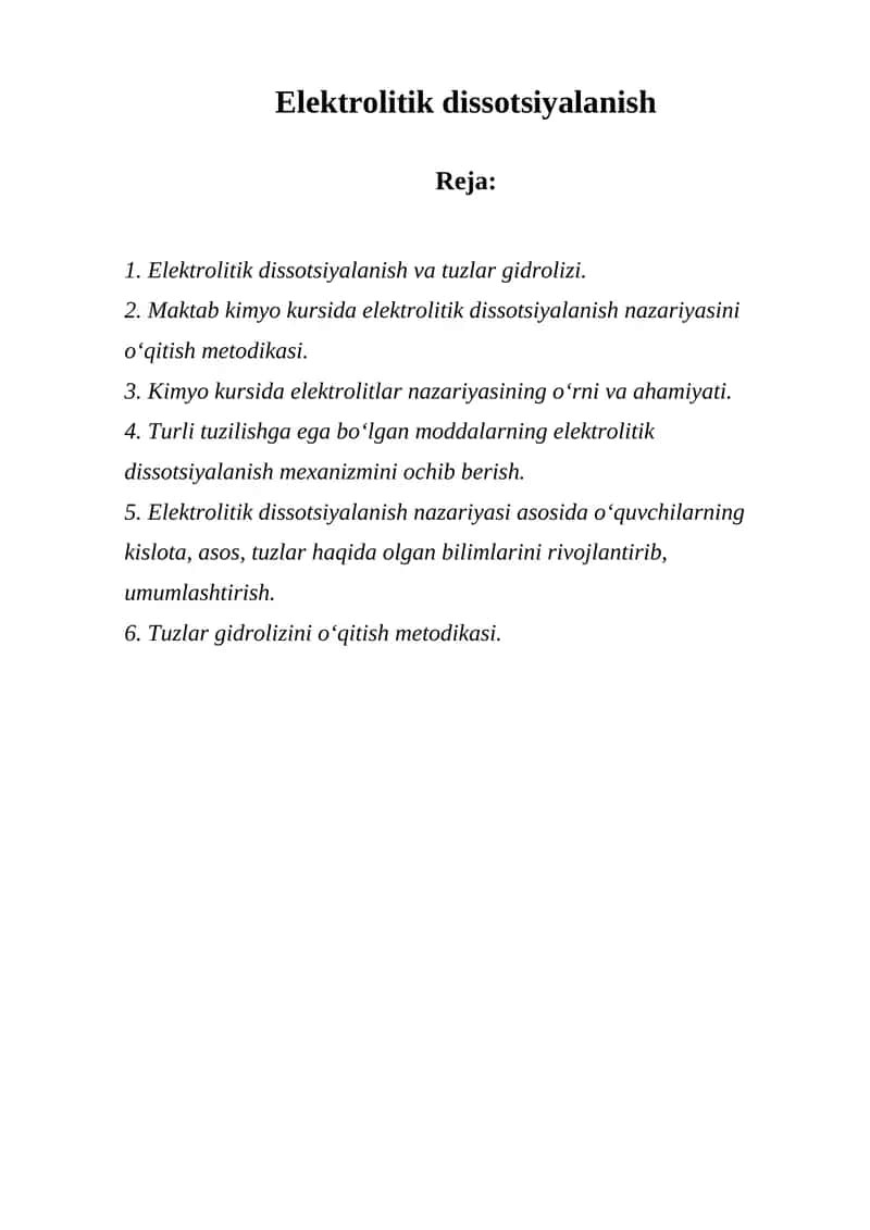 Elektrolitik dissotsiyalanish 1