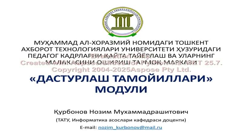 Dasturlash tamoyillari moduli 1