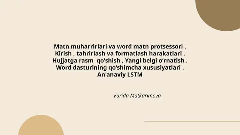Word matn protsessori 1