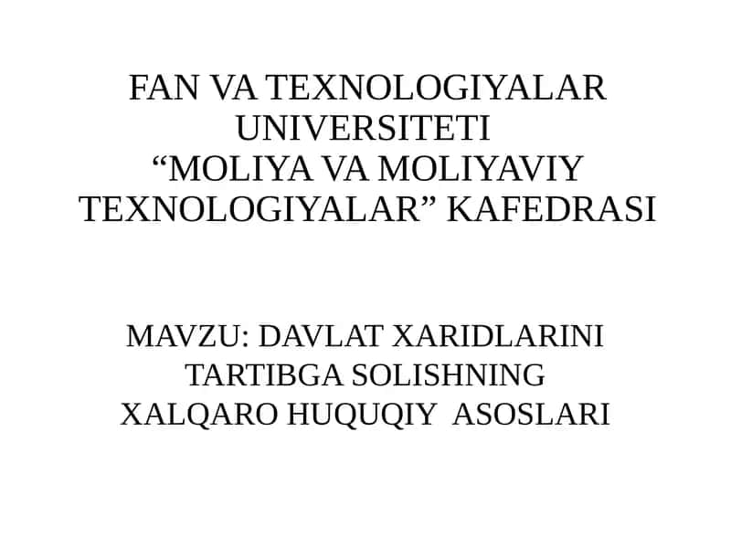 Davlat xaridlarini tartibga solish 1