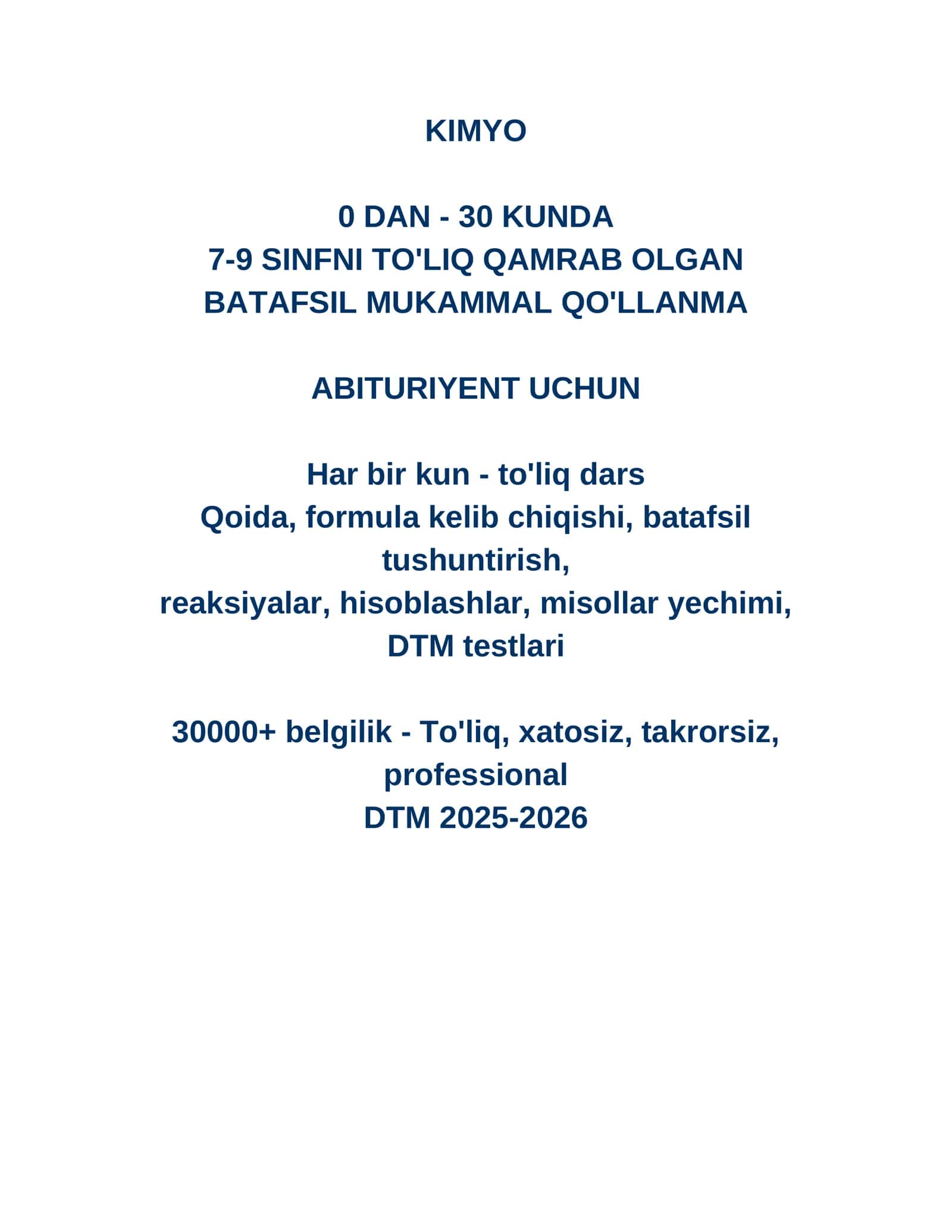 KIMYO Darsligi 0 dan boshlab (Qo'llanma) 1