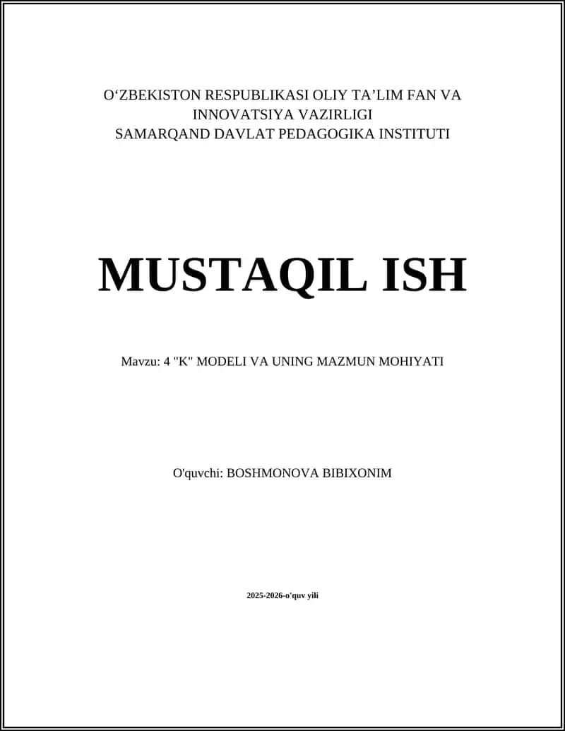 4 "K" MODELI VA UNING MAZMUN MOHIYATI 1