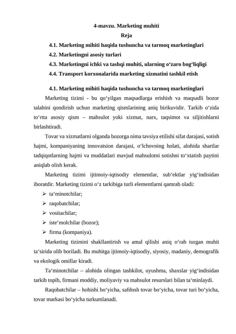 Marketing tizimi 1