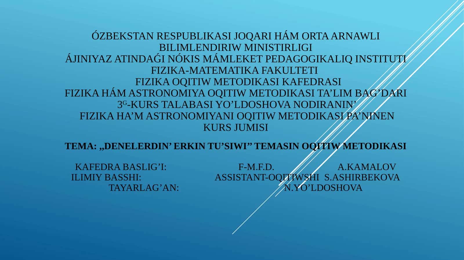 Denelerdin’ erkin tu’siwi’’ temasi 1