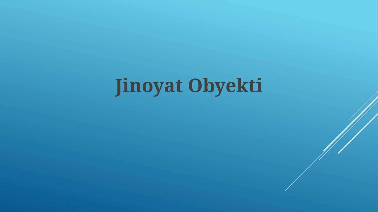 Jinoyat Ob'ekti 1