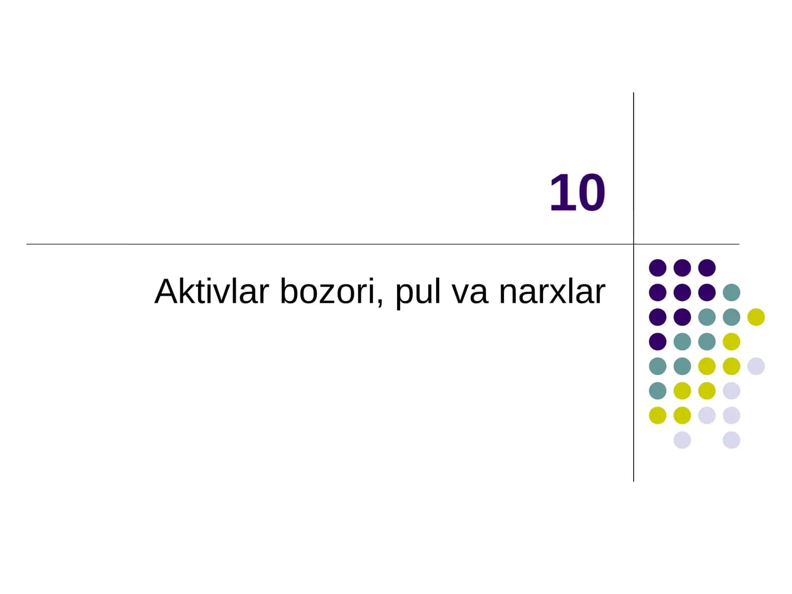Aktivlar bozori, pul va narxlar 1