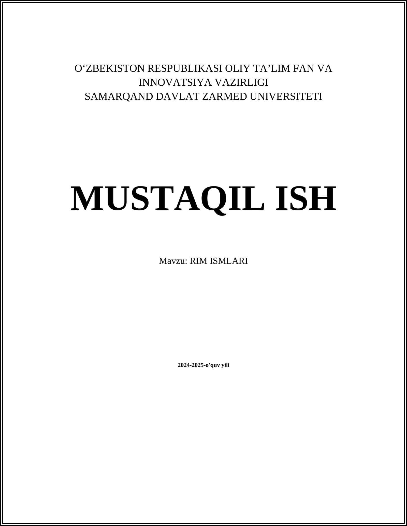 RIM ISMLARI 1