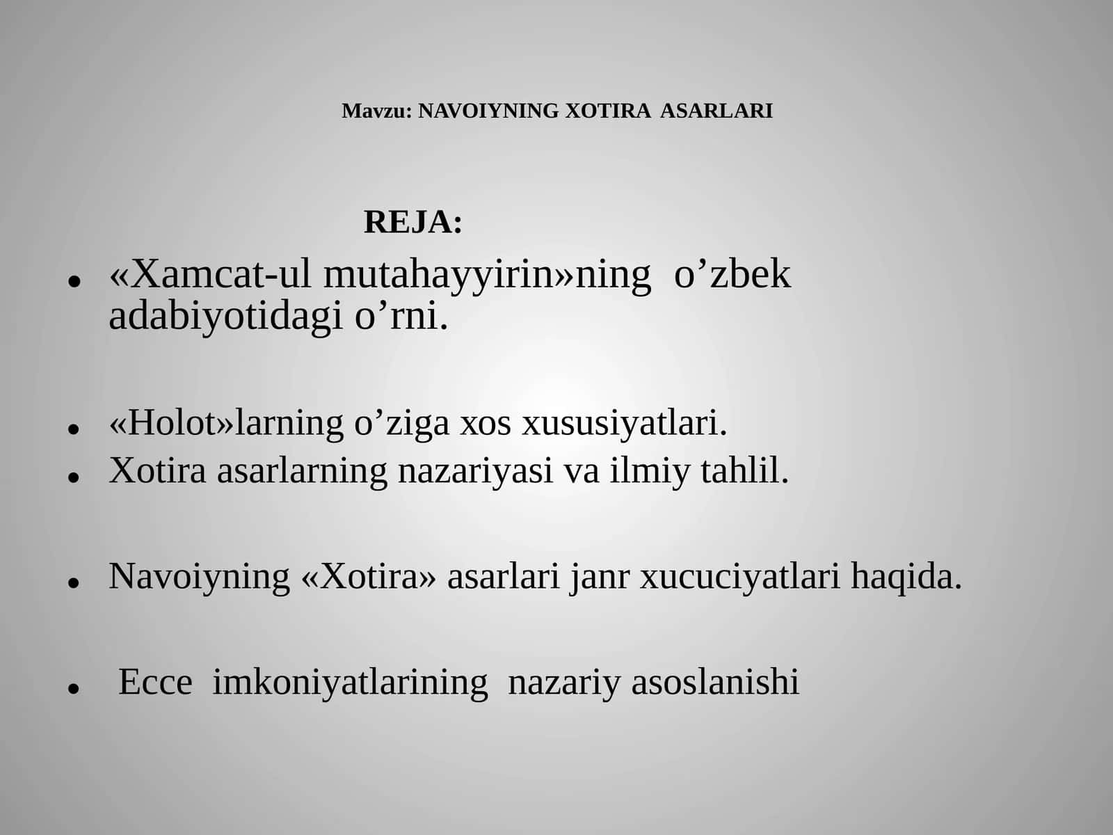 NAVOIYNING XOTIRA ASARLARI 1