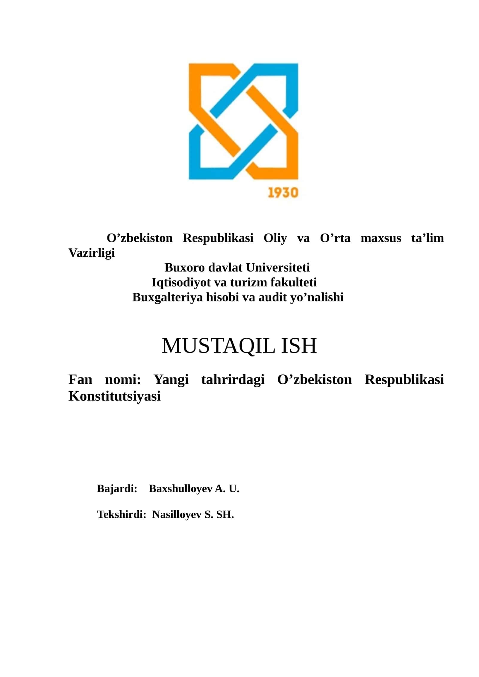 Yangi tahrirdagi O’zbekiston Respublikasi Konstitutsiyasi 1
