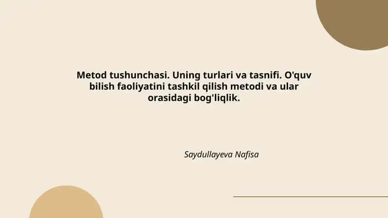 Metod tushunchasi 1