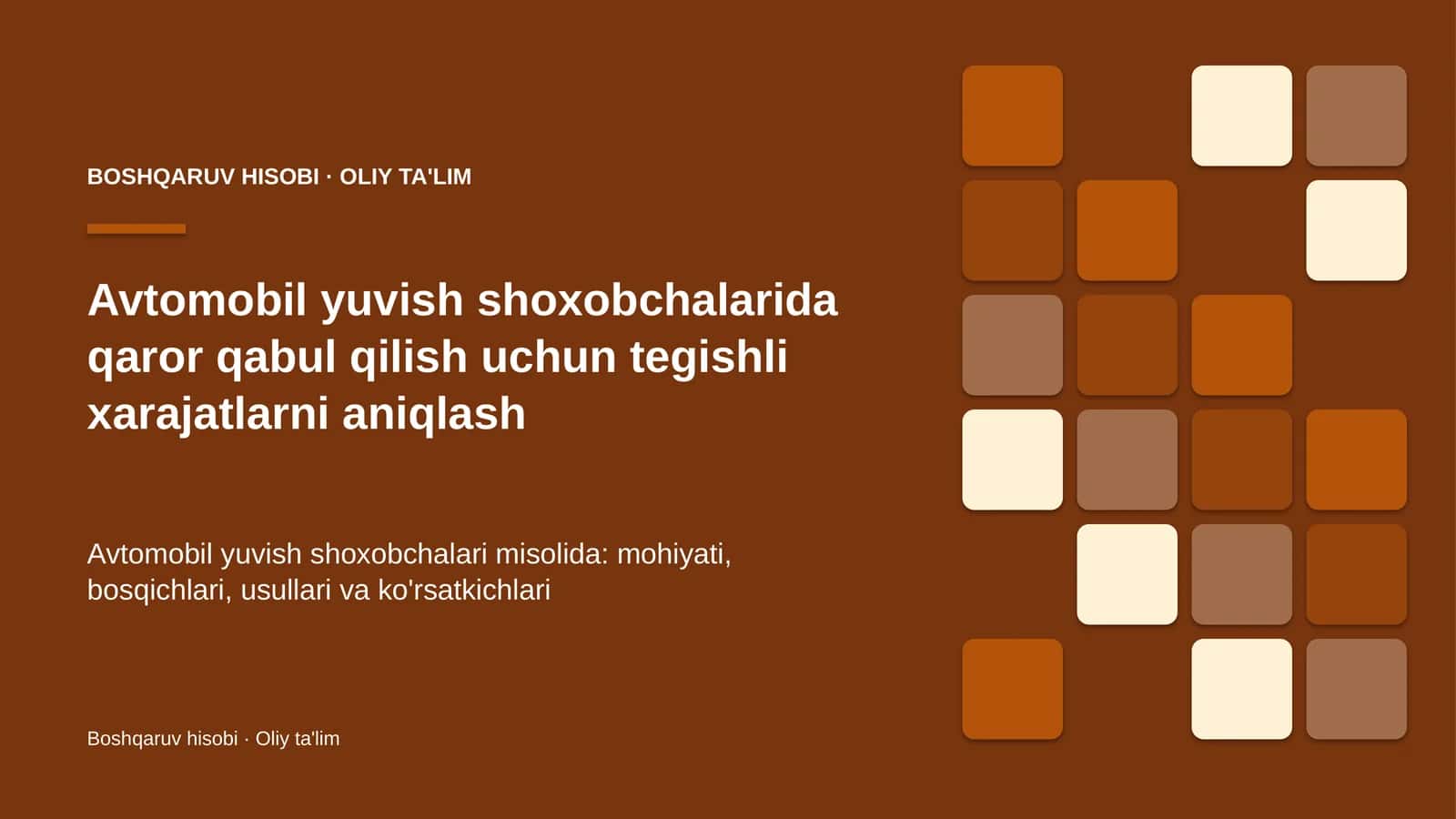 avtomobil yuvish shoxobchalarida qaror qabul qilish uchun tegishli xarajatlarni aniqlash 8572 1