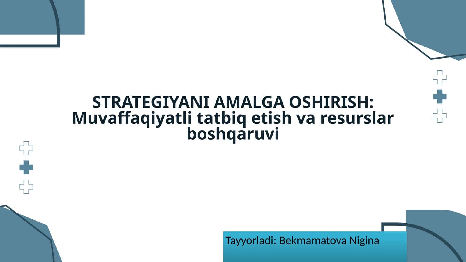 STRATEGIYANI AMALGA OSHIRISH: Muvaffaqiyatli tatbiq etish va resurslar boshqaruvi 1