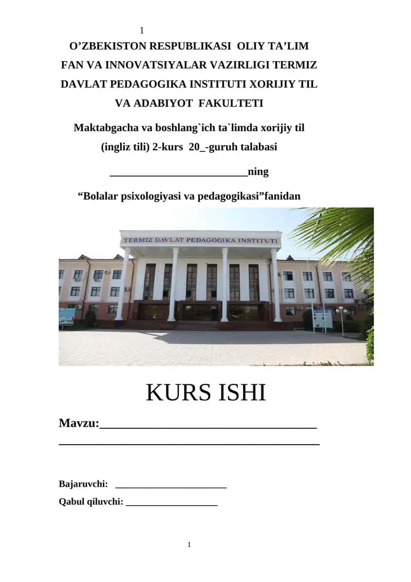 "Bolalar psixologiyasi va pedagogikasi" 1