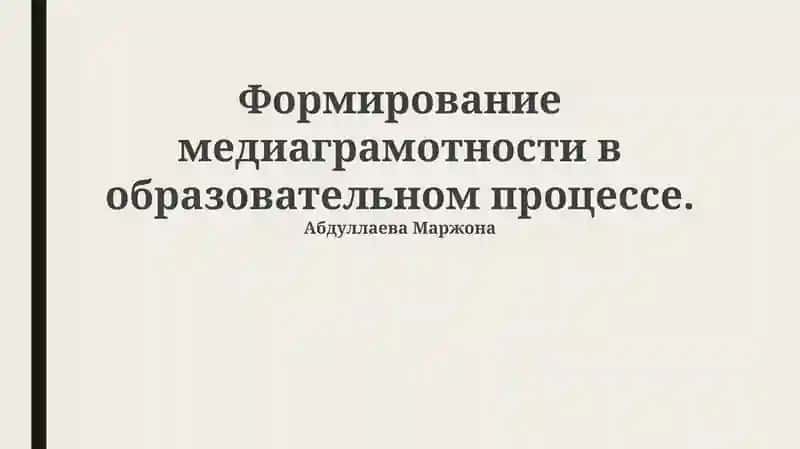 Формирование медиаграмотности в образовательном процессе