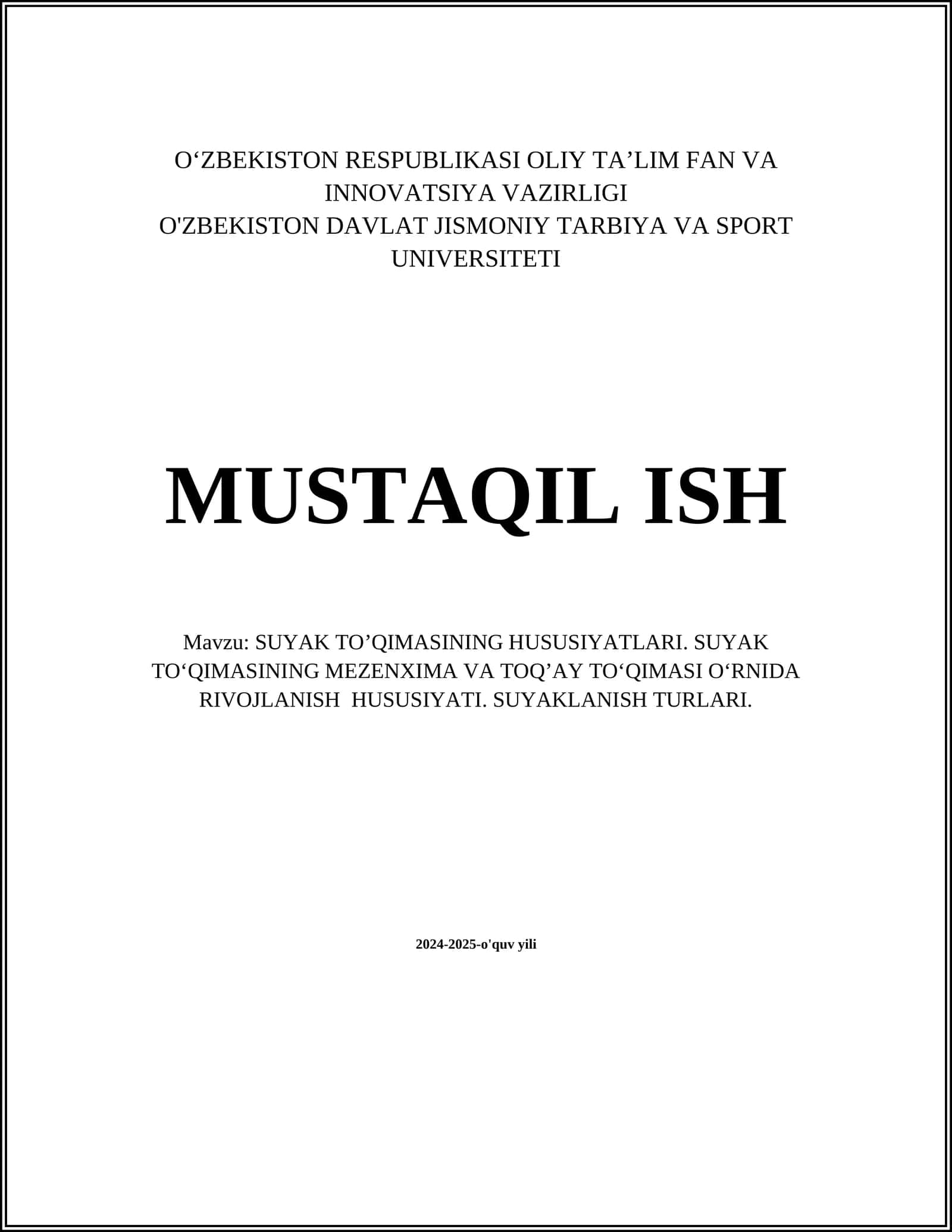 SUYAK TO’QIMASINING HUSUSIYATLARI 1