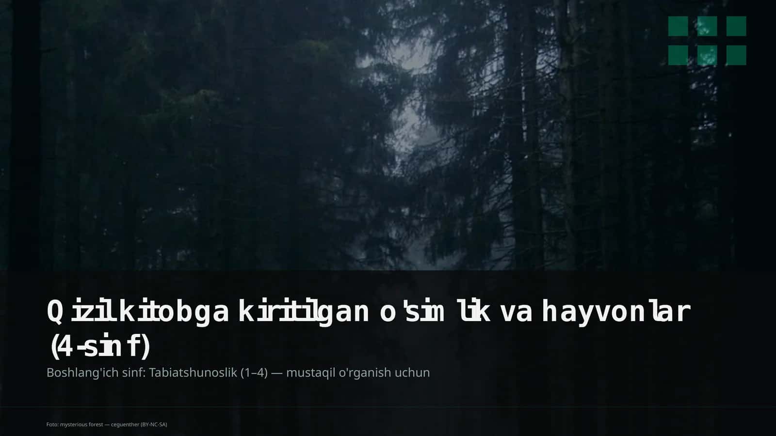 Qizil kitobga kiritilgan o'simlik va hayvonlar (4-sinf) 1