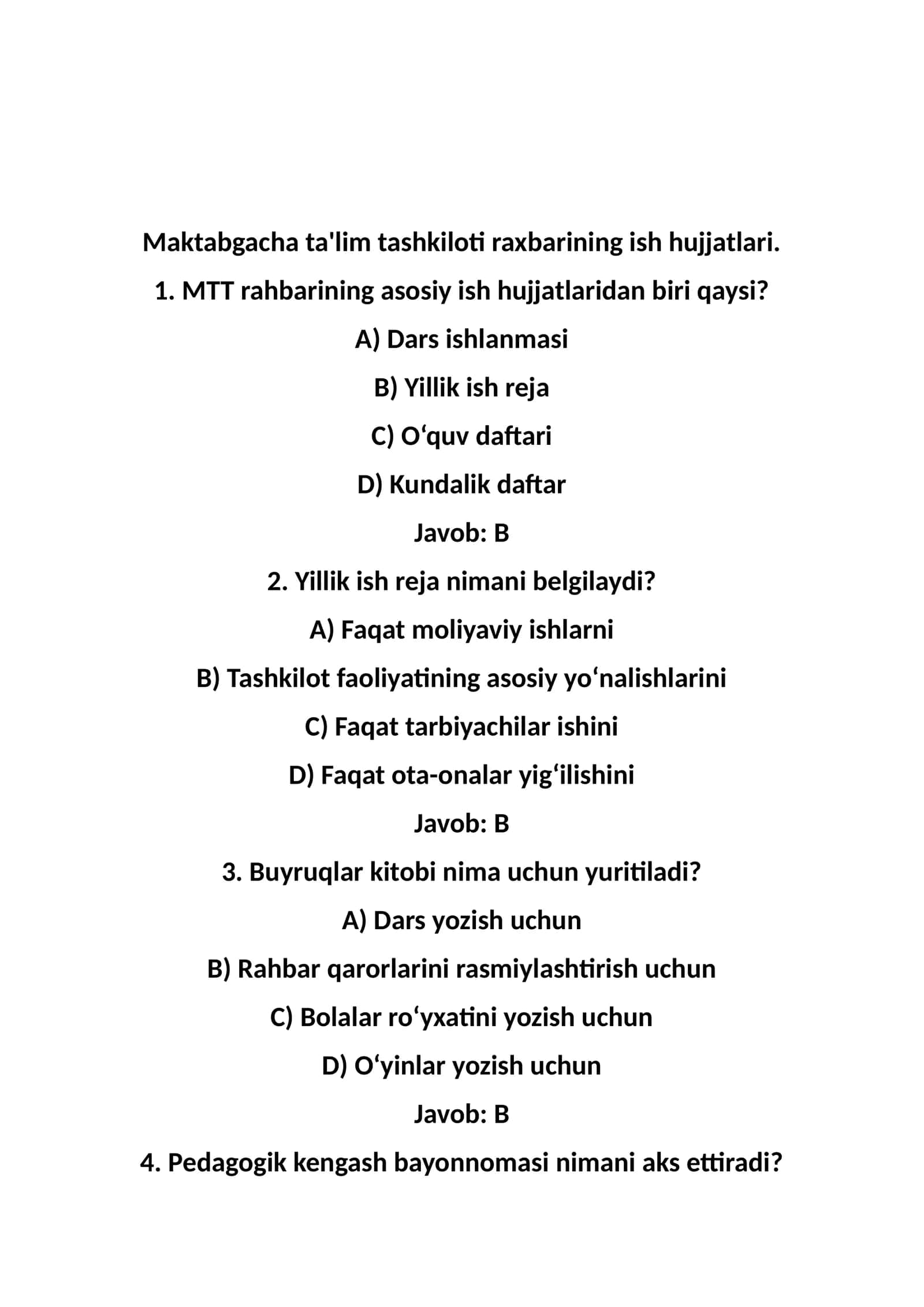 Maktabgacha ta'lim tashkiloti raxbarining ish hujjatlari 1