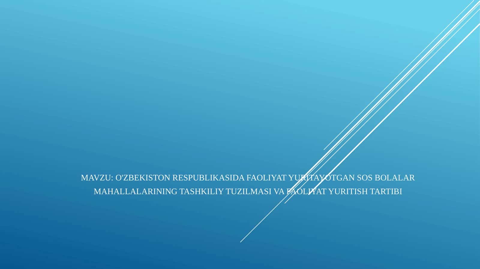 O'zbekiston Respublikasida faoliyat yuritayotgan SOS bolalar mahallalarining tashkiliy tuzilmasi va faoliyat yuritish tartibi 1