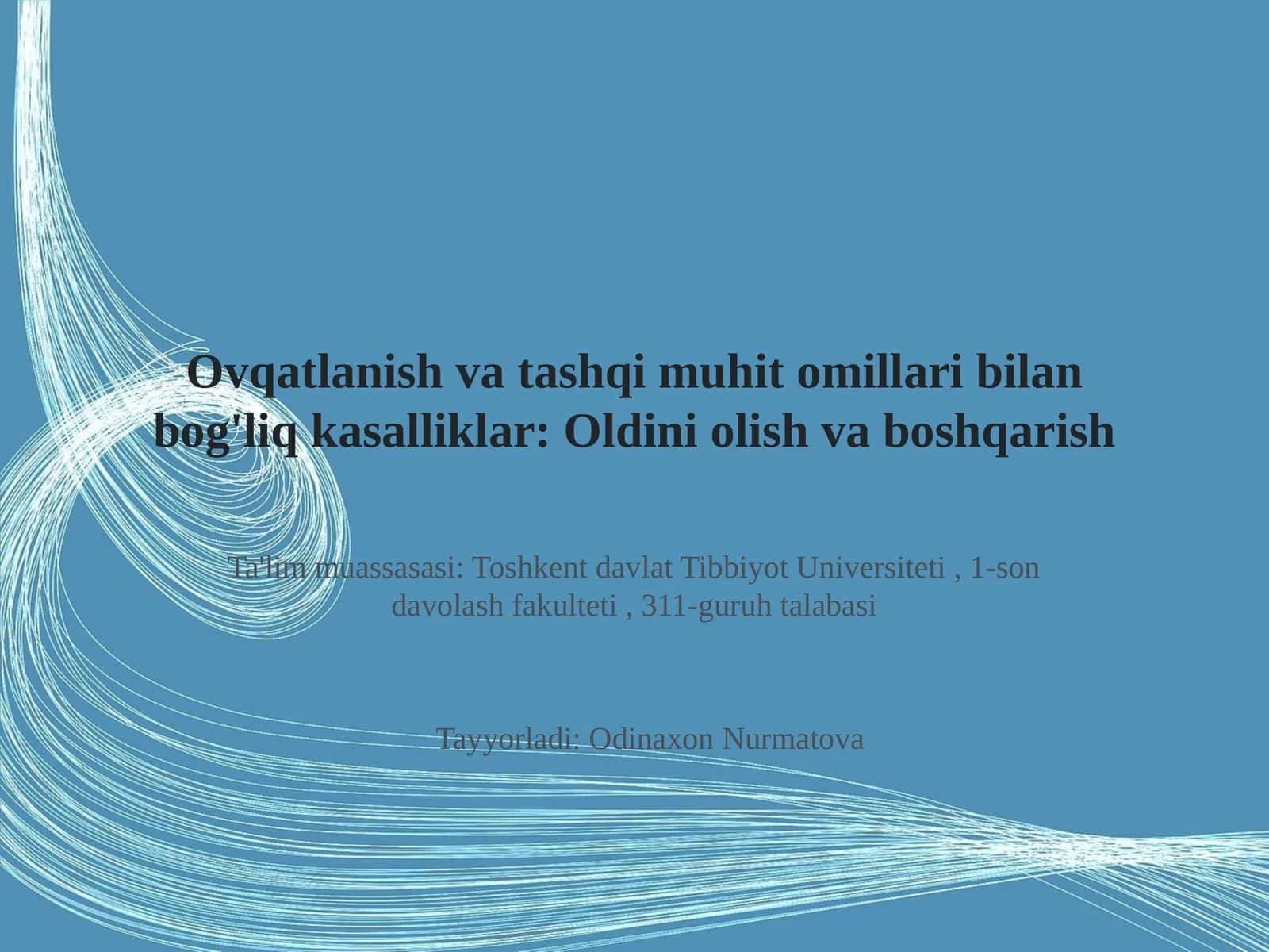Ovqatlanish va tashqi muhit omillari bilan bog'liq kasalliklar: Oldini olish va boshqarish 1