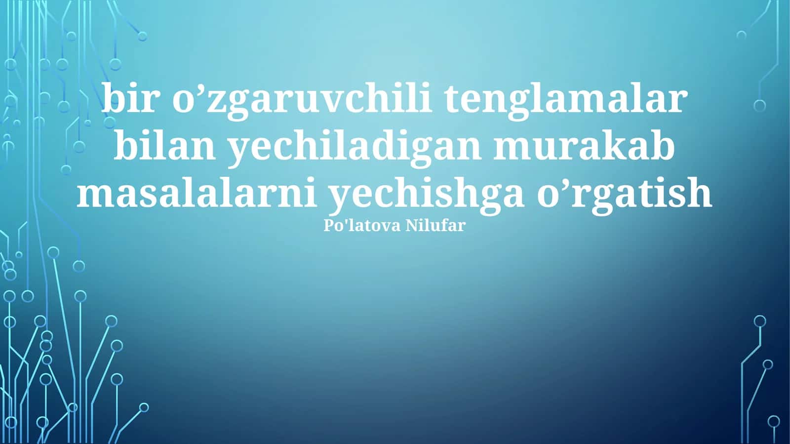 Muammoni yechish bosqichlari 1