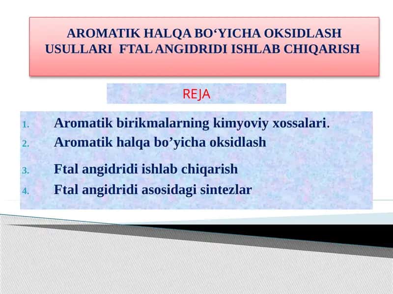 Ftalangidridi ishlab chiqarish 1