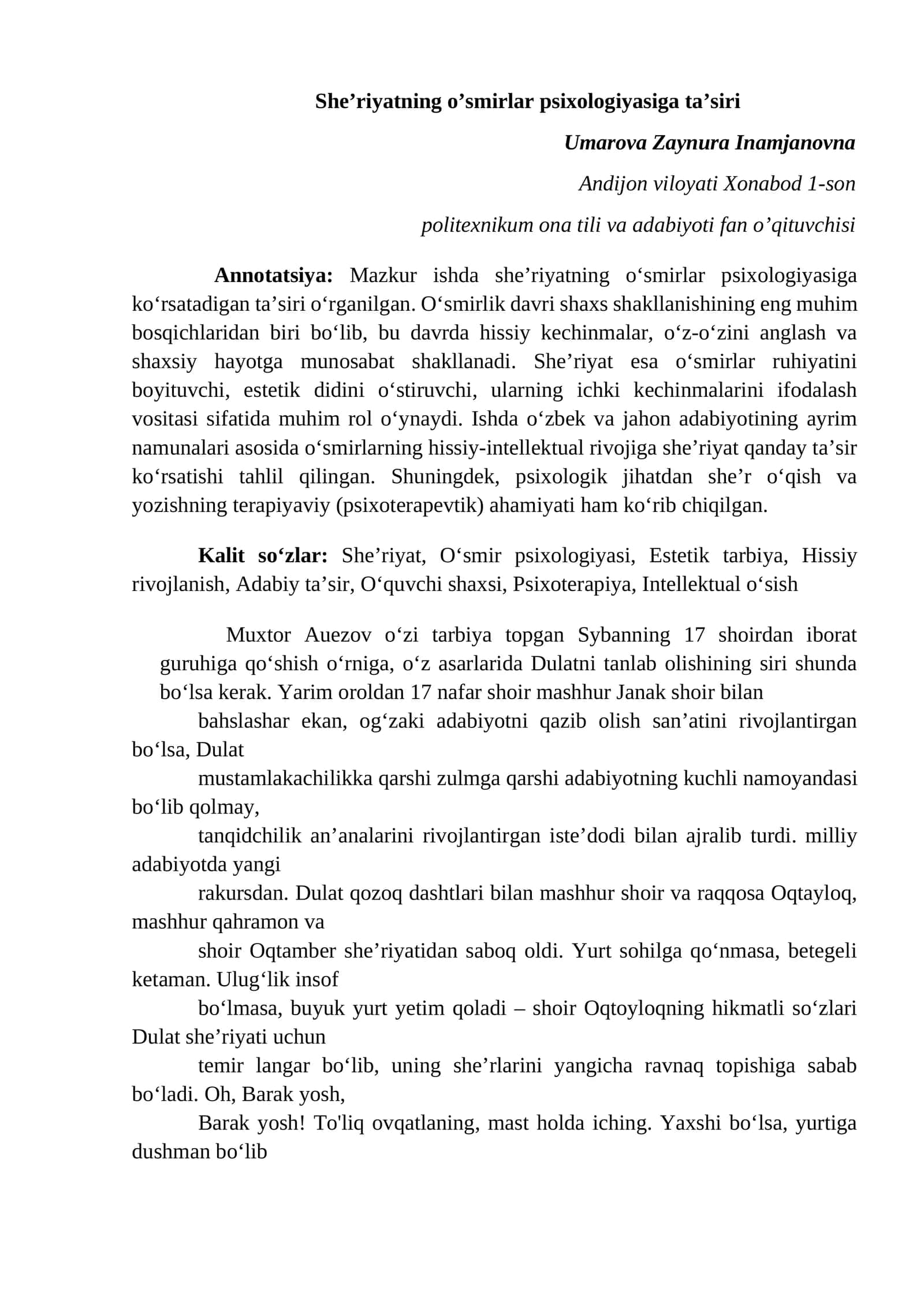 She’riyatning o’smirlar psixologiyasiga ta’siri 1