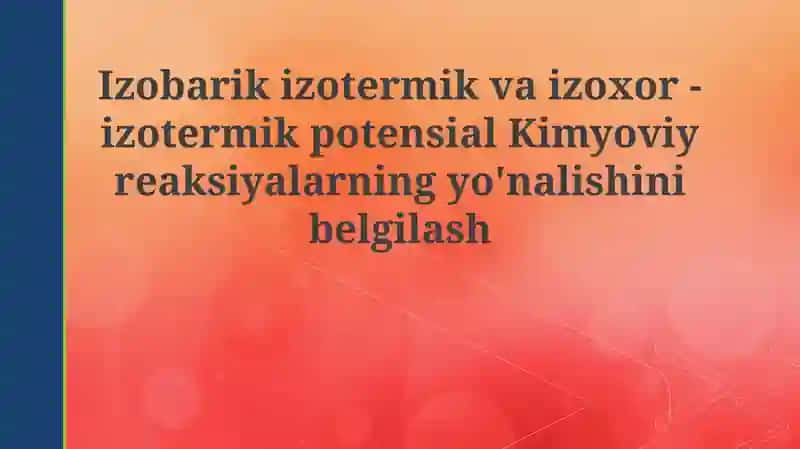 Termodinamik jarayonlar va potensiallar