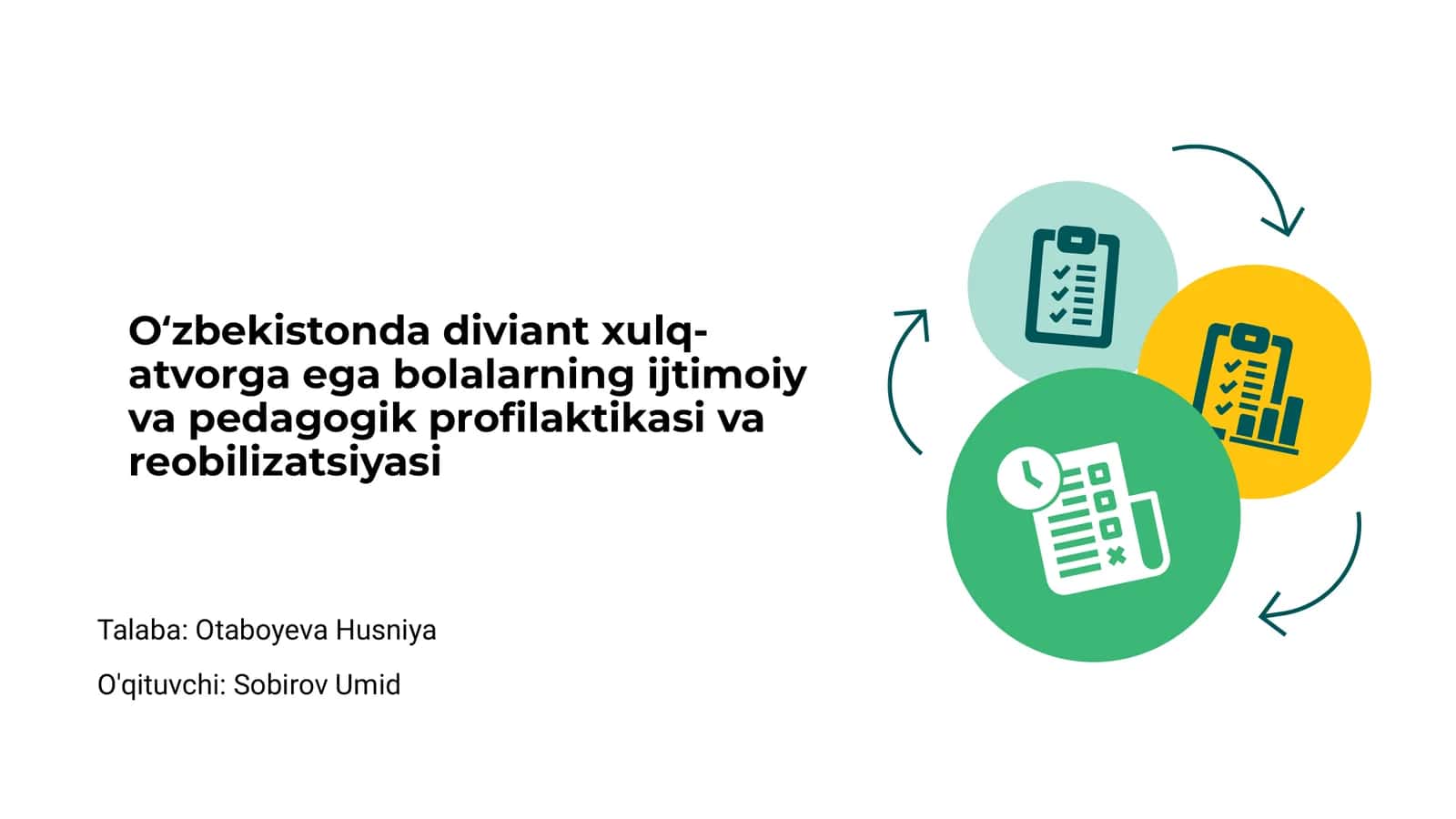 Oʻzbekistonda diviant xulq-atvorga ega bolalarning ijtimoiy va pedagogik profilaktikasi va reobilizatsiyasi 1