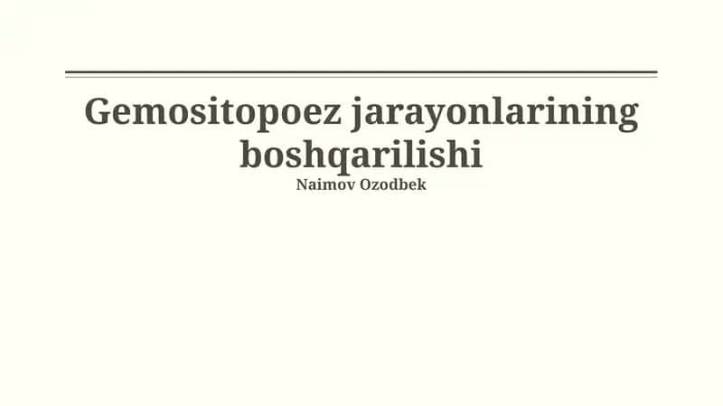 Qon hujayralarining differentsiatsiyasi 1