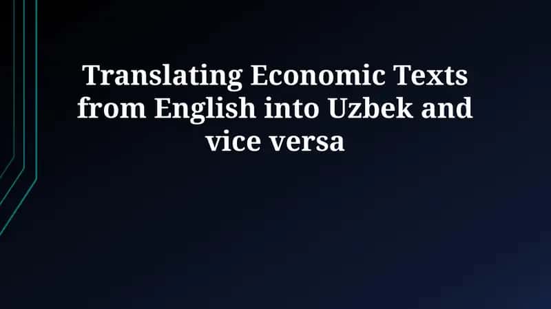 Uzbek-English Economic Translation 1