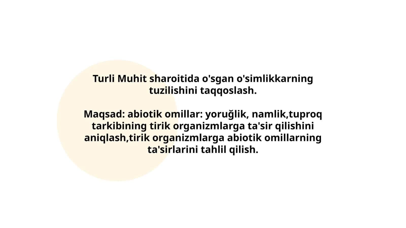 Turli Muhit sharoitida o'sgan o'simlikkarning tuzilishini taqqoslash 1