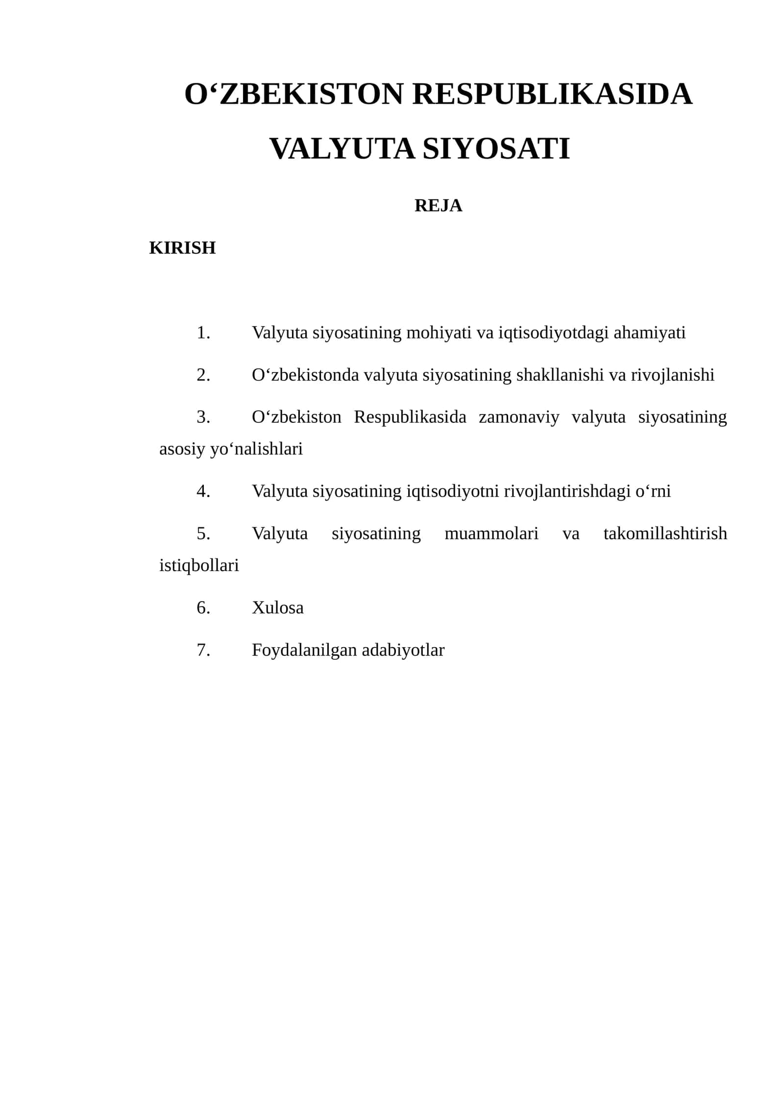 O‘ZBEKISTON RESPUBLIKASIDA VALYUTA SIYOSATI 1