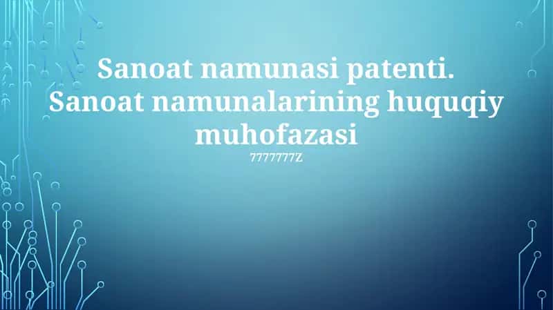 Sanoat dizayn patenti 1