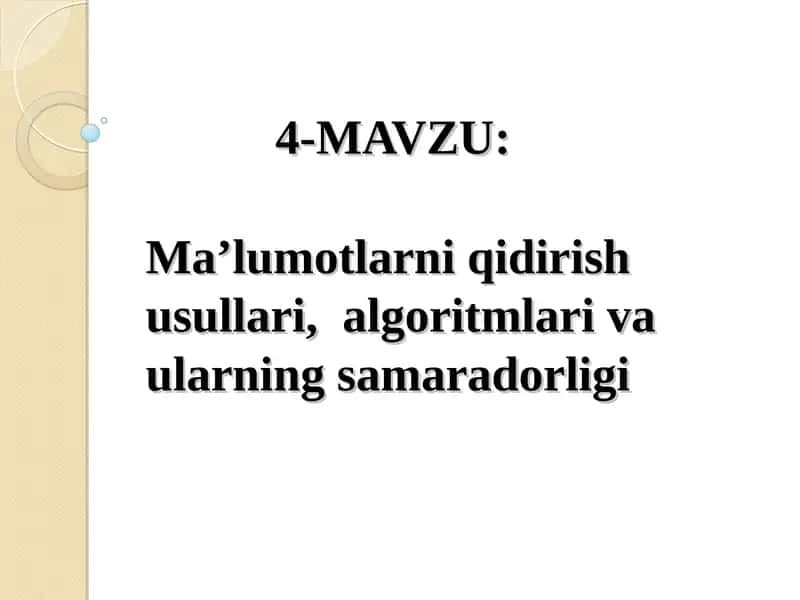 Ma’lumotlarni qidirish usullari 1