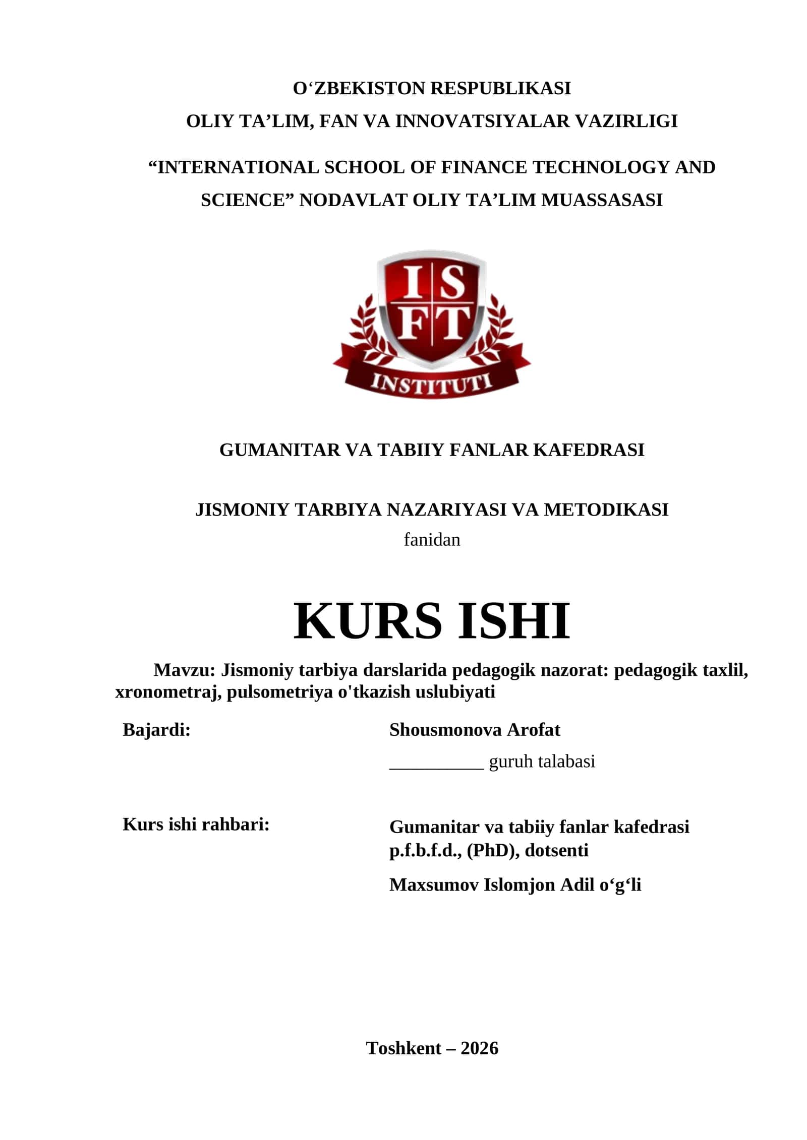 Jismoniy tarbiya darslarida pedagogik nazorat 1