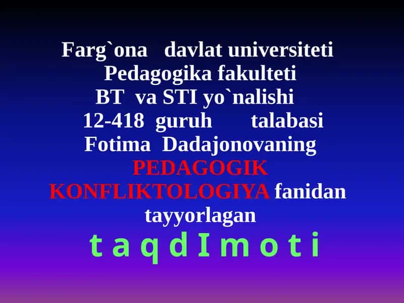 PEDAGOGIK KONFLIKTOLOGIYA 1