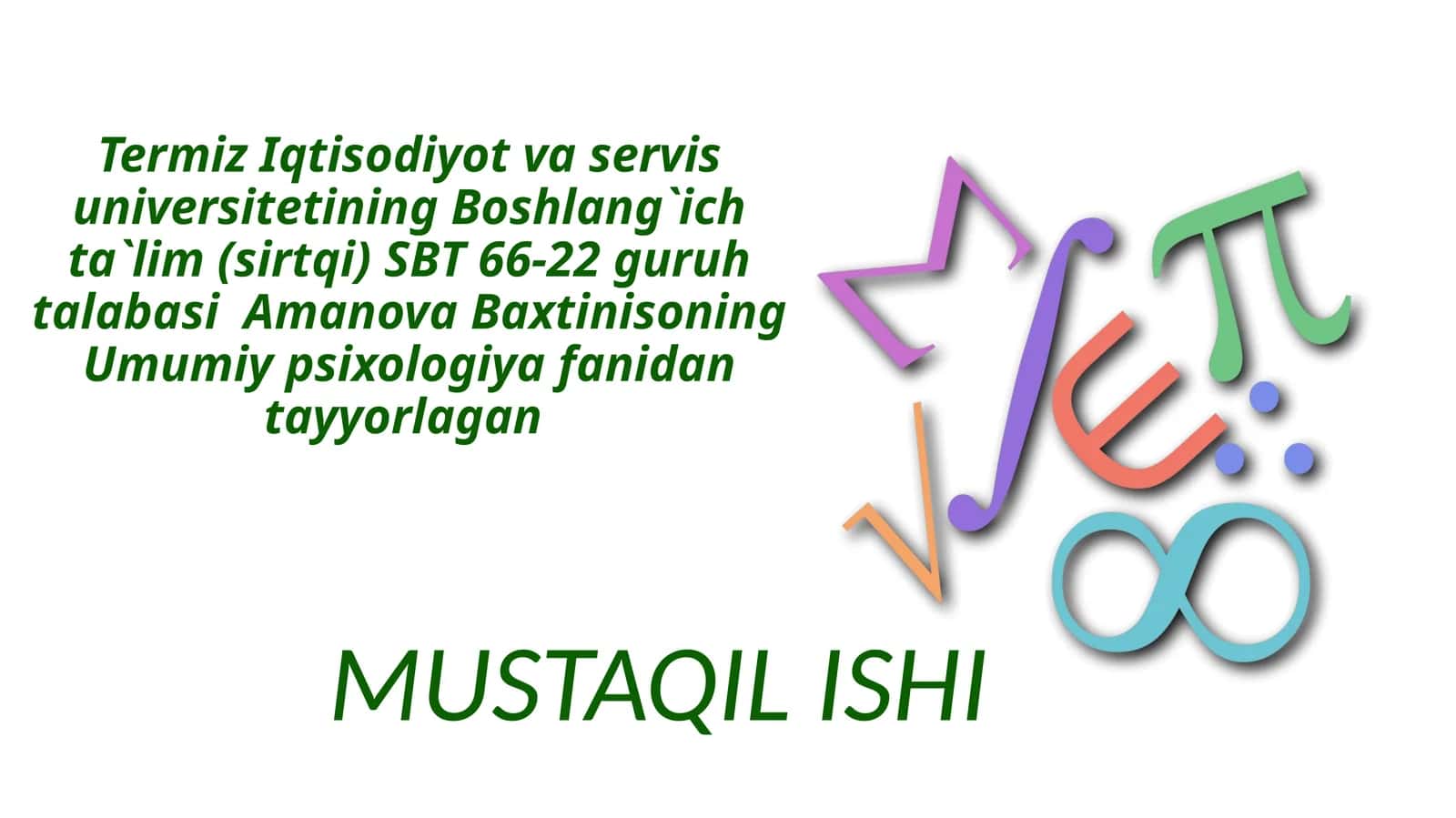 Boshlang'ich sinf o'quvchilarining diqqatining ayrim xususiyatlari matematik darslarida bolalarning diqqatini tashkiletish 1