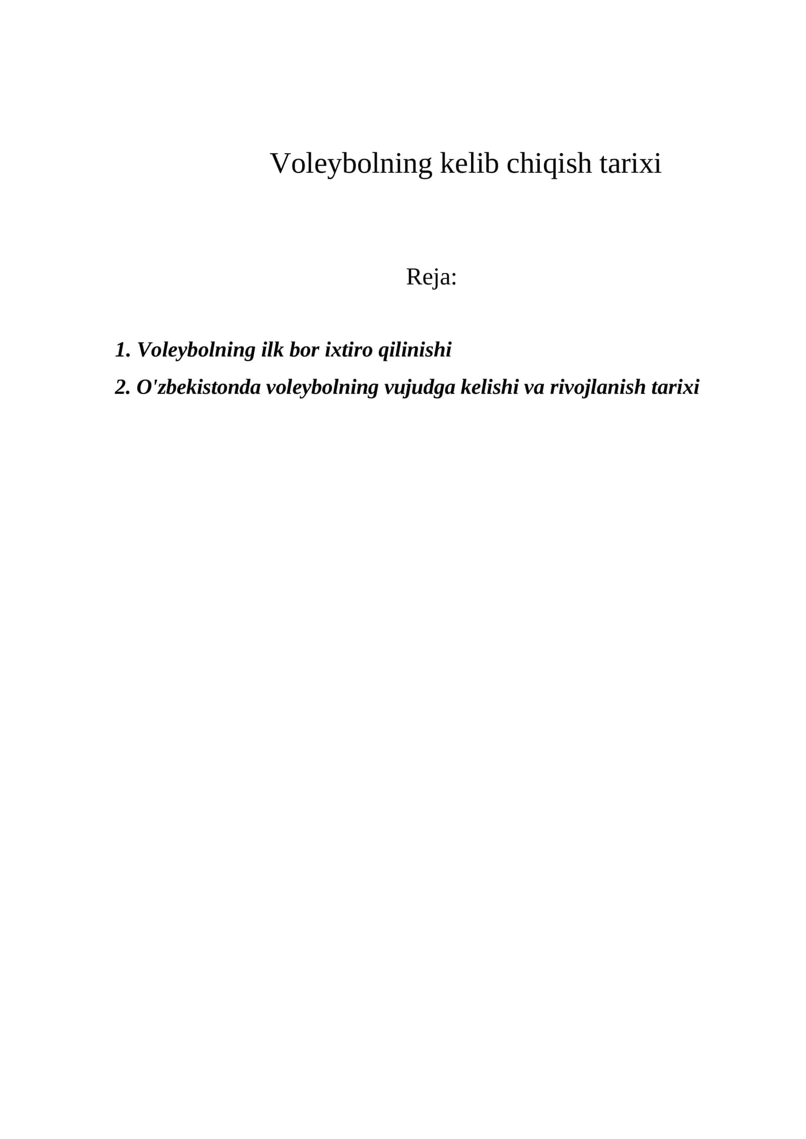 Voleybolning kelib chiqish tarixi 1