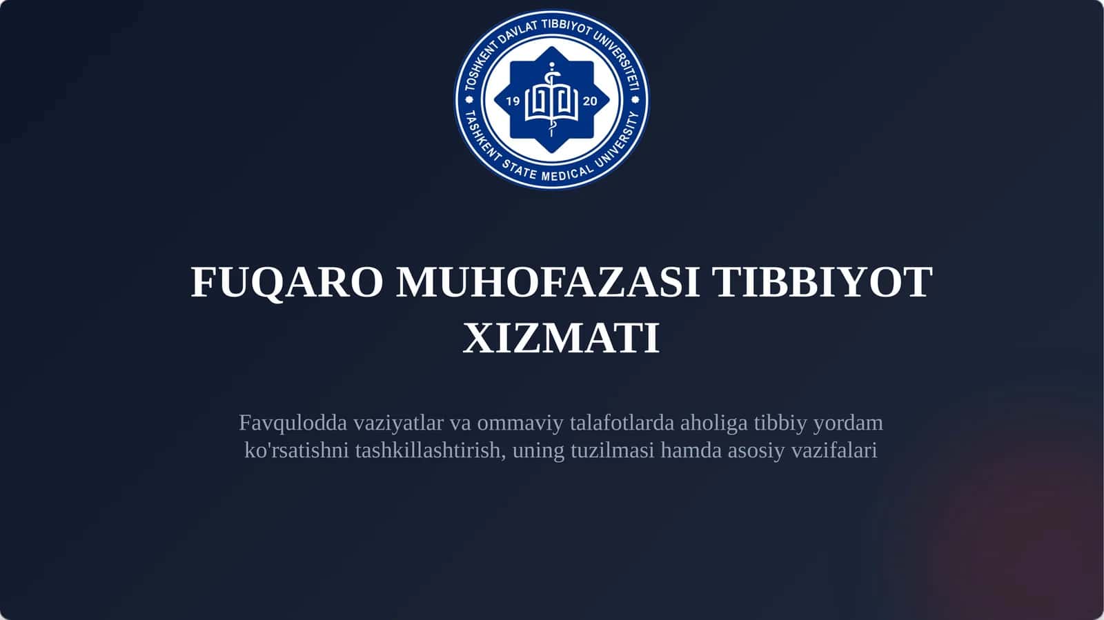 FUQARO MUHOFAZASI TIBBIYOT XIZMATI 1