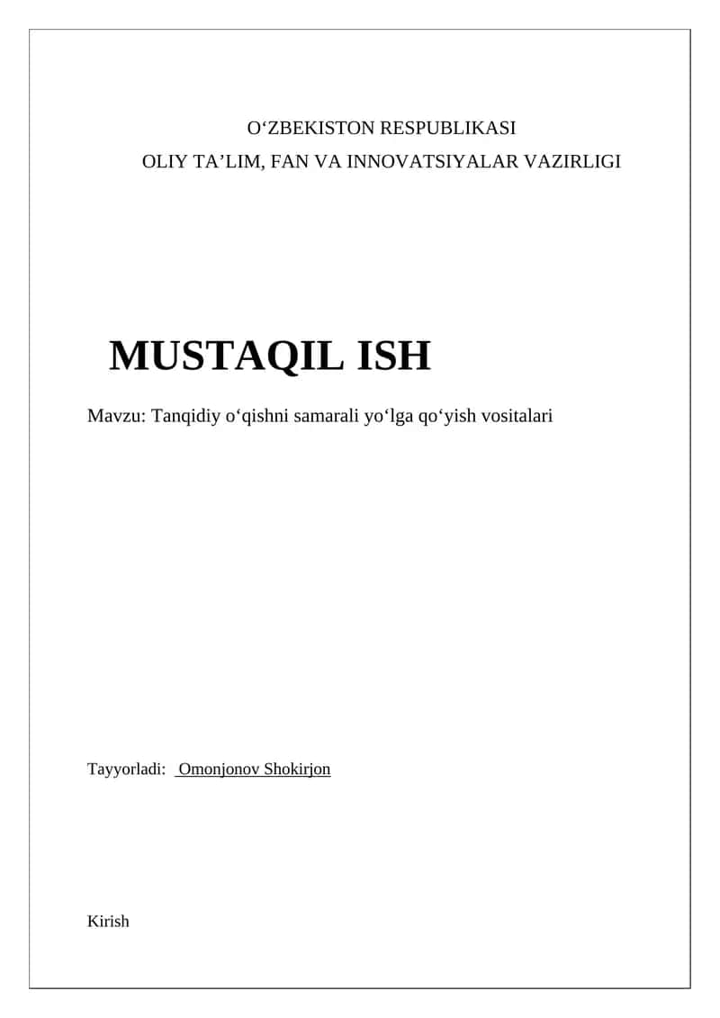 Tanqidiy o'qishni samarali yoʻlga qoʻyish vositalari 1