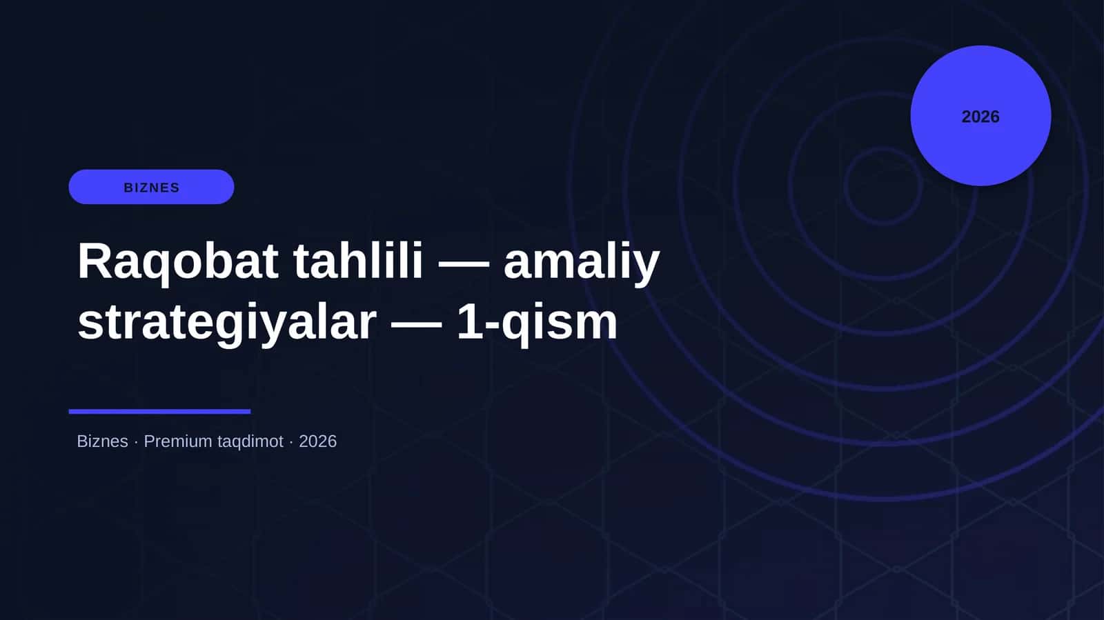 Raqobat tahlili — amaliy strategiyalar — 1-qism 1
