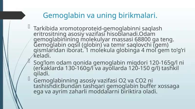 Gemoglabin va uning birikmalari 1