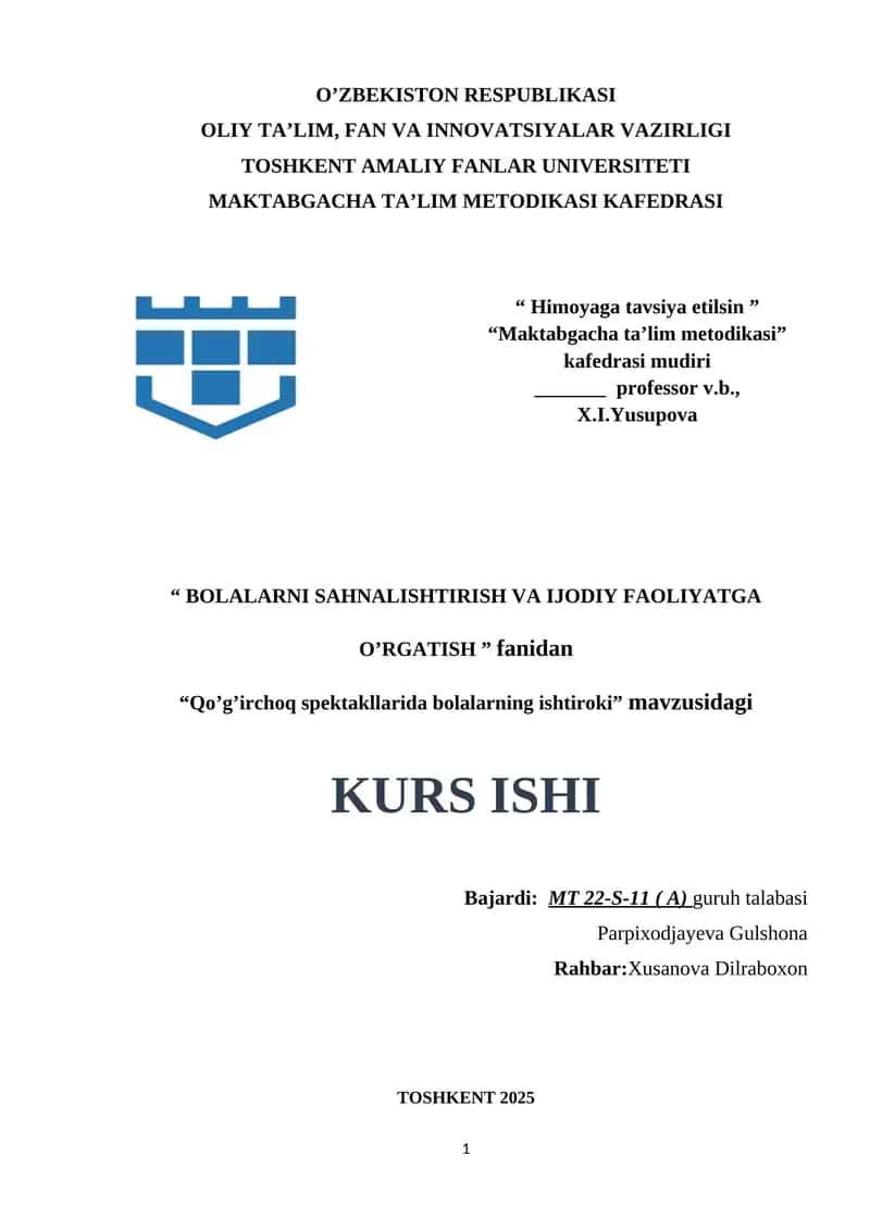 Qo’g’irchoq spektakllarida bolalarning ishtirok. 1