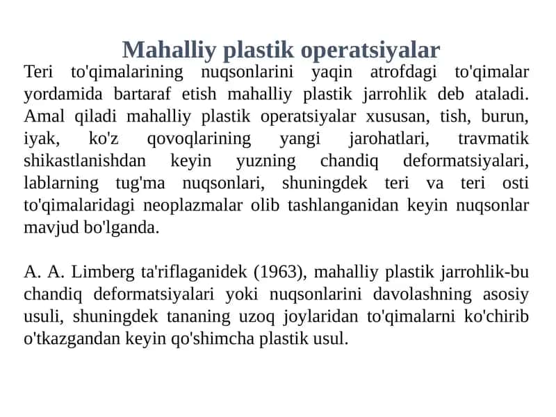 Mahalliy plastik operatsiyalar 1
