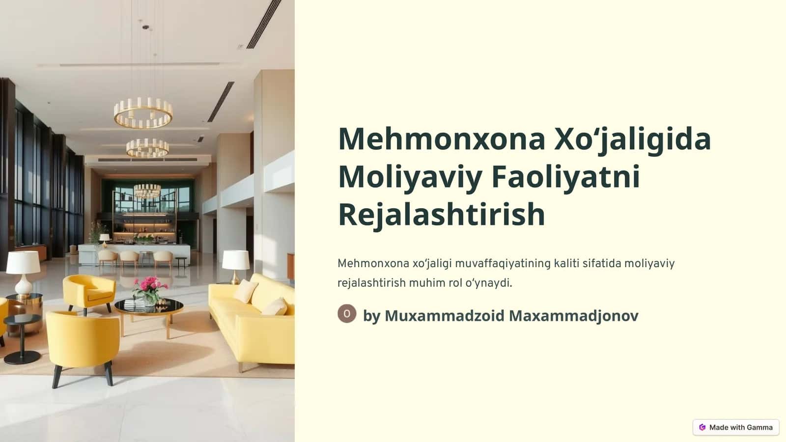 Mehmonxona Xoʻjaligida Moliyaviy Faoliyatni Rejalashtirish 1